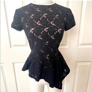 BCBGMAXAZRIA BCBG black lace peplum top